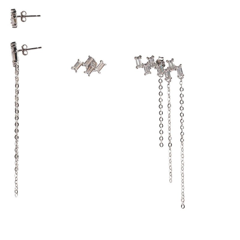 Shining Step Asymmetrical Tassel Earrings - Earrings & Clip-ons - Other Metals Silver