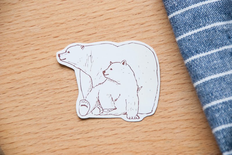 【動物系列】#10 單色北極熊 填色貼紙包 5張 - 貼紙 - 紙 白色