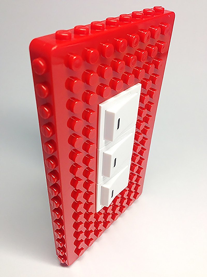 Qubefun 積木掛勾電源蓋+3入積木掛勾(時尚紅) 相容樂高 可愛禮物 - 收納箱/收納用品 - 塑膠 紅色
