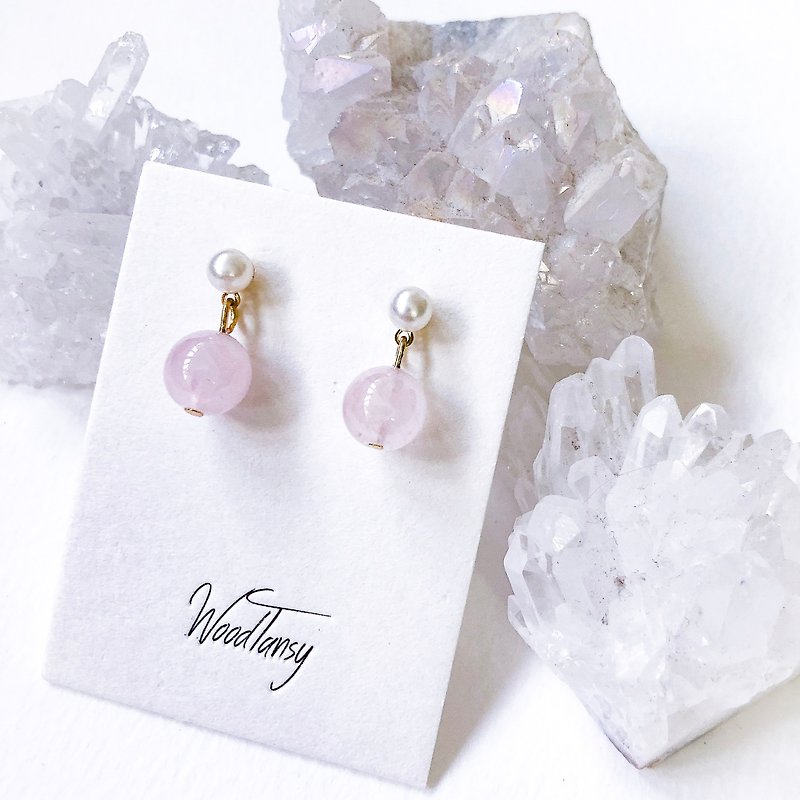 Sweet Candy Pink Rose Quartz Earring - Earrings & Clip-ons - Gemstone Blue