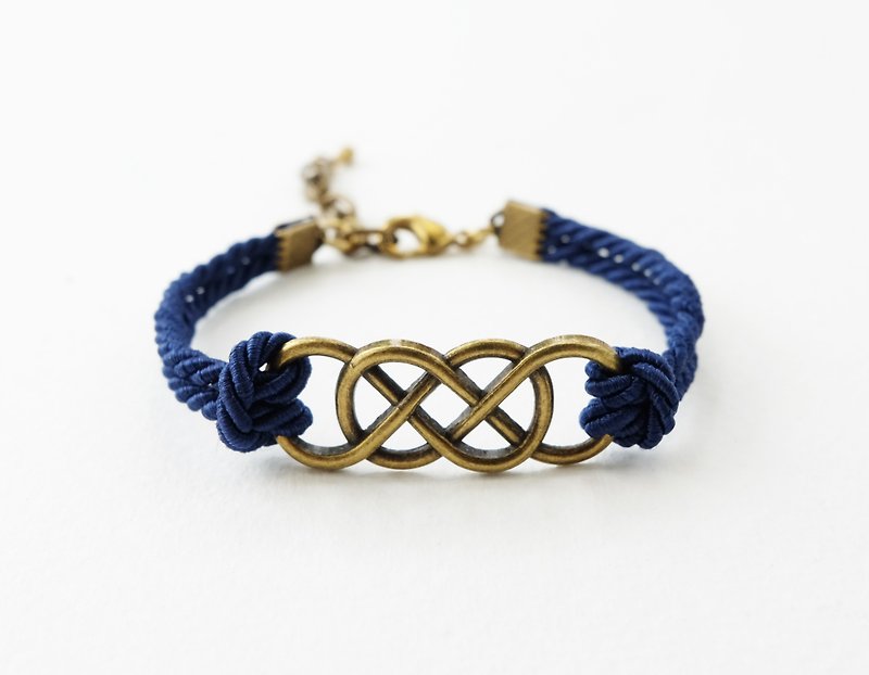 Infinity brass bracelet / Navy blue - 手鍊/手環 - 紙 藍色