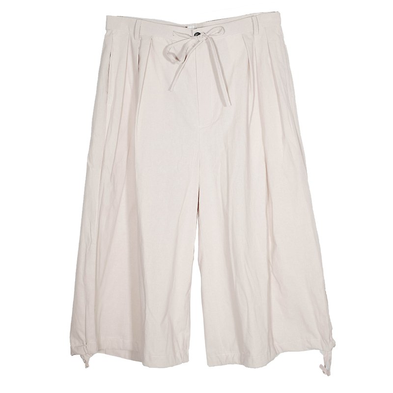 WIDE PANTS "HUTO" - กางเกงขายาว - ผ้าฝ้าย/ผ้าลินิน สีกากี