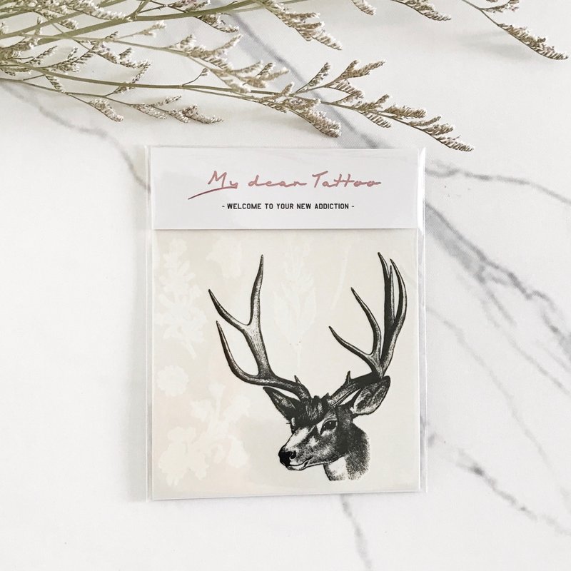 / Temporary Tattoo / 2 sheets (Each Pack)  / Deer and white plant - สติ๊กเกอร์แทททู - กระดาษ 