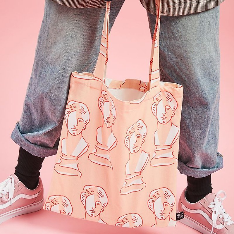 石膏粉オレンジ背環境に優しいキャンバスバッグパッケージ入場パッケージの肖像 - ショルダーバッグ - コットン・麻 ピンク