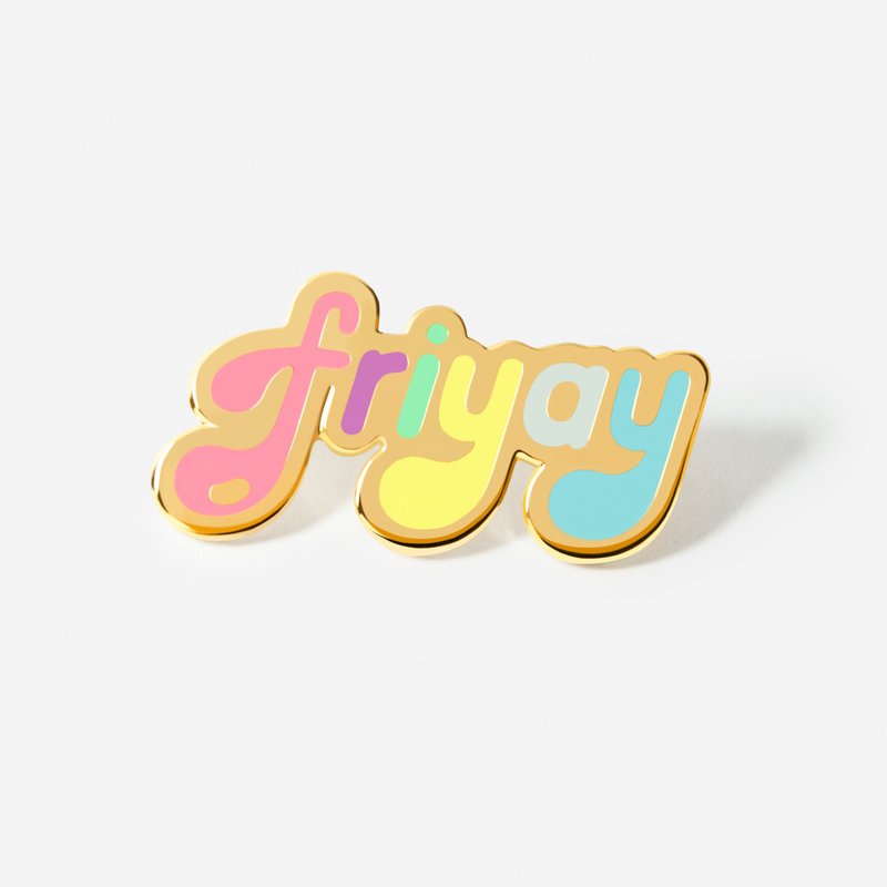Word: Rainbow Friyay Hat/Lapel Pin - 胸針 - 琺瑯 多色
