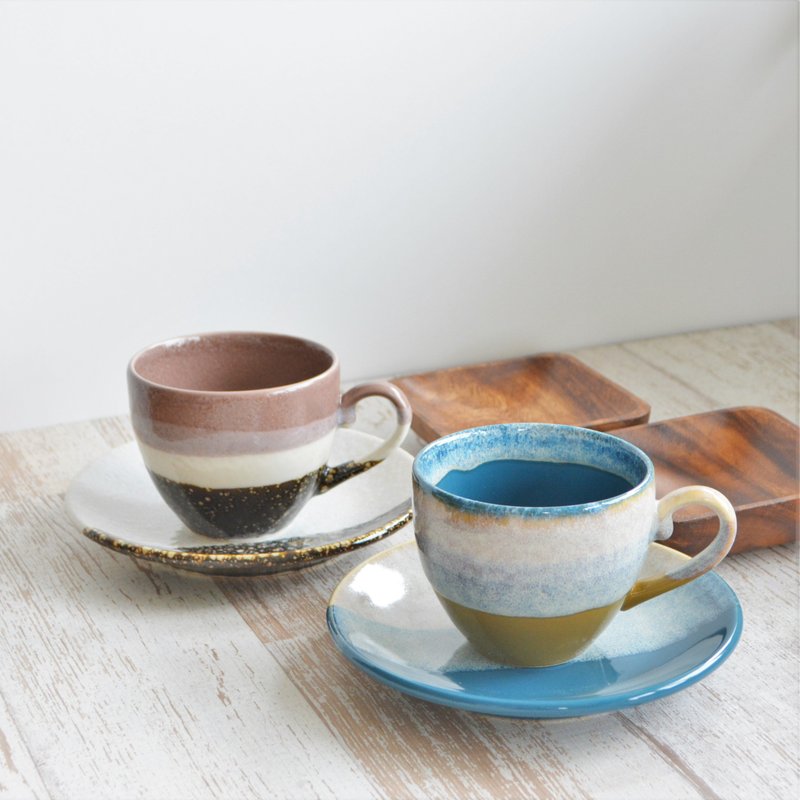 美濃焼　釉薬を重ねたカフェセット - マグカップ - 陶器 多色