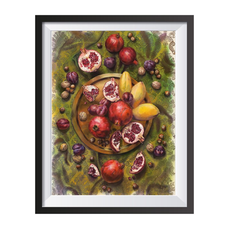 Garnet watercolor Poster Museum quality print Wall art by artist Irina Zhunaeva - 海報/掛畫/掛布 - 紙 多色