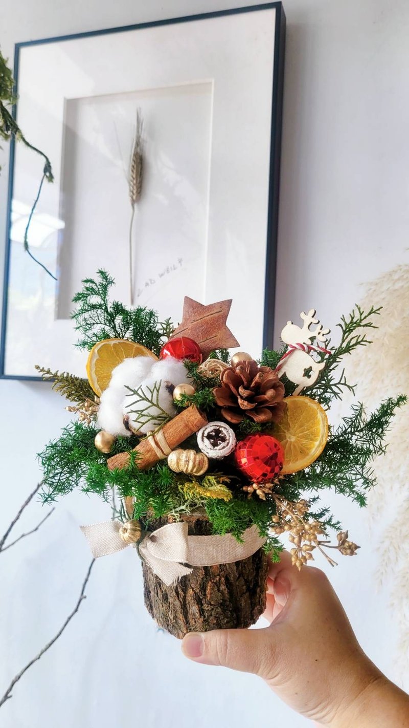 Haizang Design│Winter Forest. Everlasting Log Christmas Potted Flowers Christmas Gift Box Exchange Gift - Plants - Plants & Flowers Green