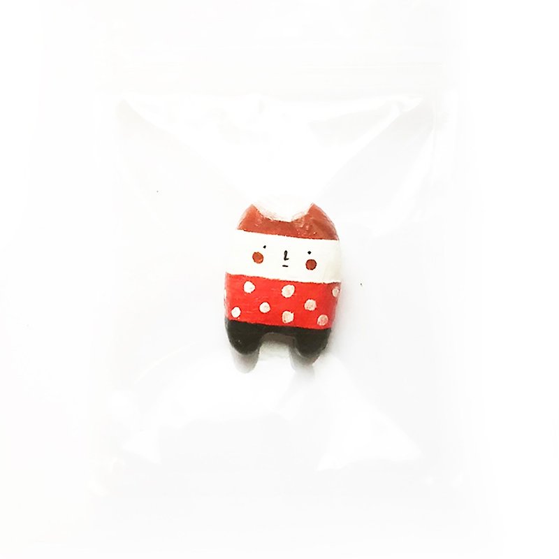 Teeth series hand made clay brooch - Brooches - Other Materials Red