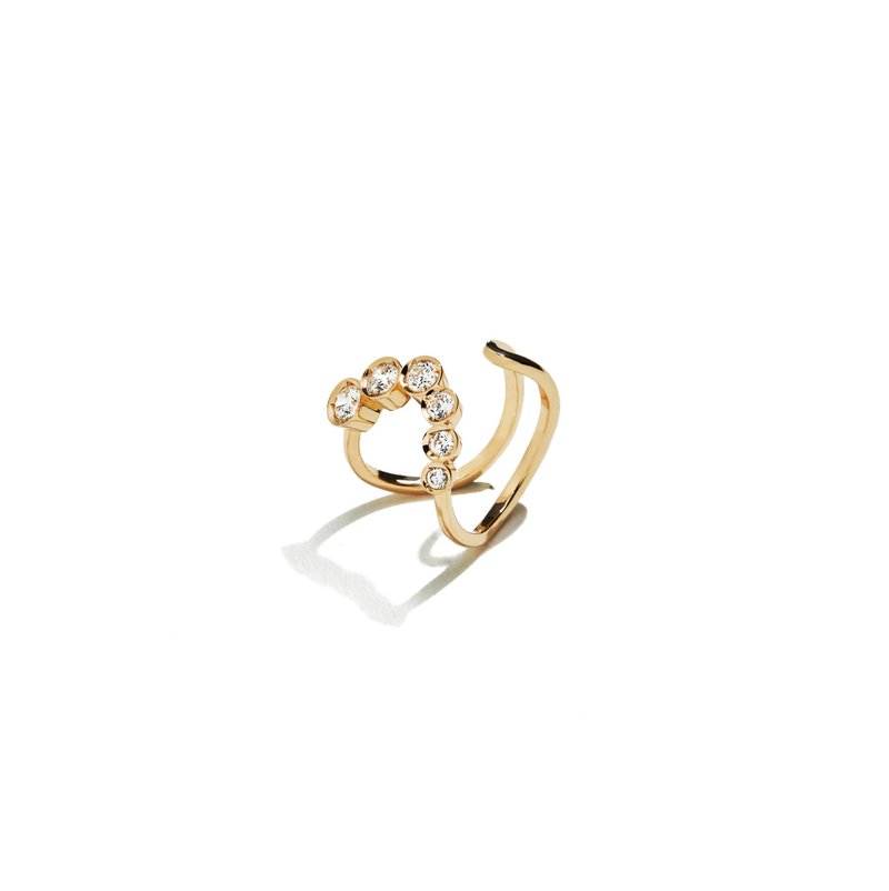 華麗寶石開口戒 925銀厚鍍18K金 Reinforce Diamond Ring - 戒指 - 純銀 金色