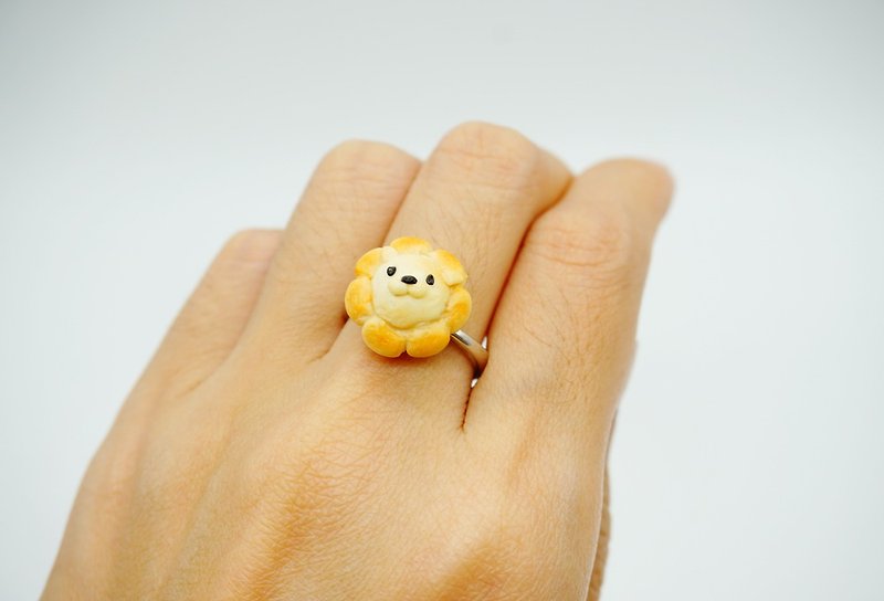 MoonMade Ultra-realistic Miniature Animal Bread Accessories Adjustable Size Rings Pocket Fresh baked Bread Rings Creative Birthday Gift 18K Food Play Jewelry - General Rings - Clay Multicolor