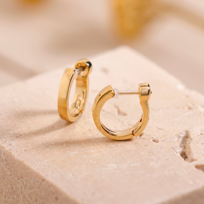 circle-plain smooth pierced earring GD Nickel-free smooth earrings Simple hoop earrings Gold - Earrings & Clip-ons - Other Metals Gold