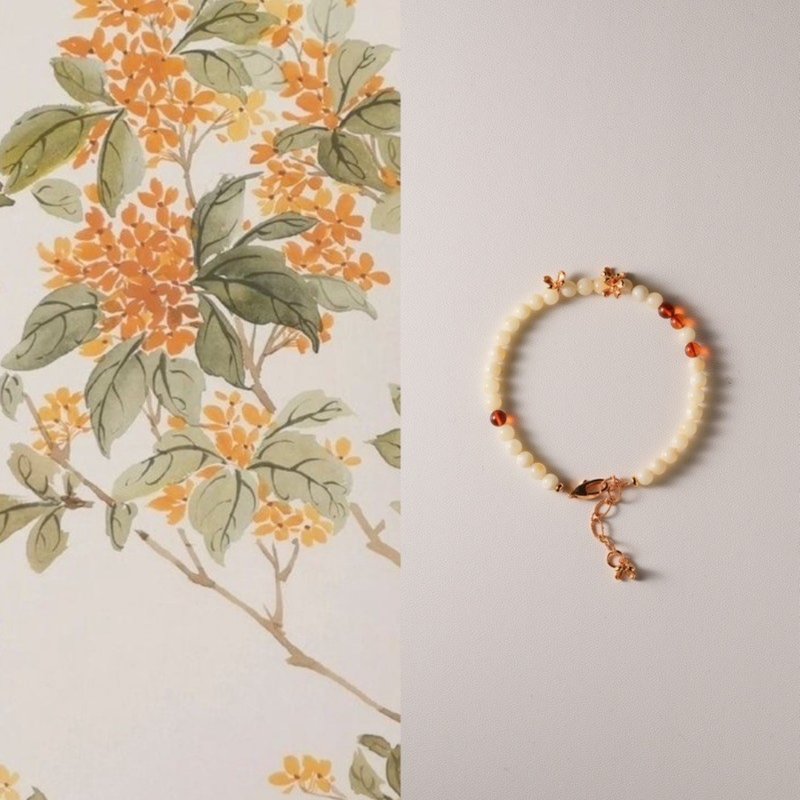 Original New Chinese Style White Beeswax Bracelet - สร้อยข้อมือ - หยก สีส้ม