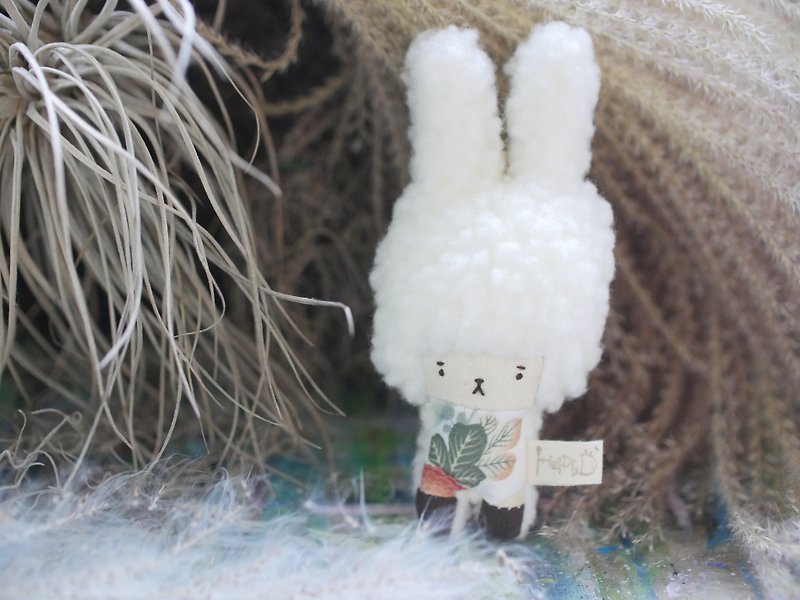 小さなウサギ - 雪の白い髪 - 風の葉 -  2018167 - チャーム - コットン・麻 ホワイト