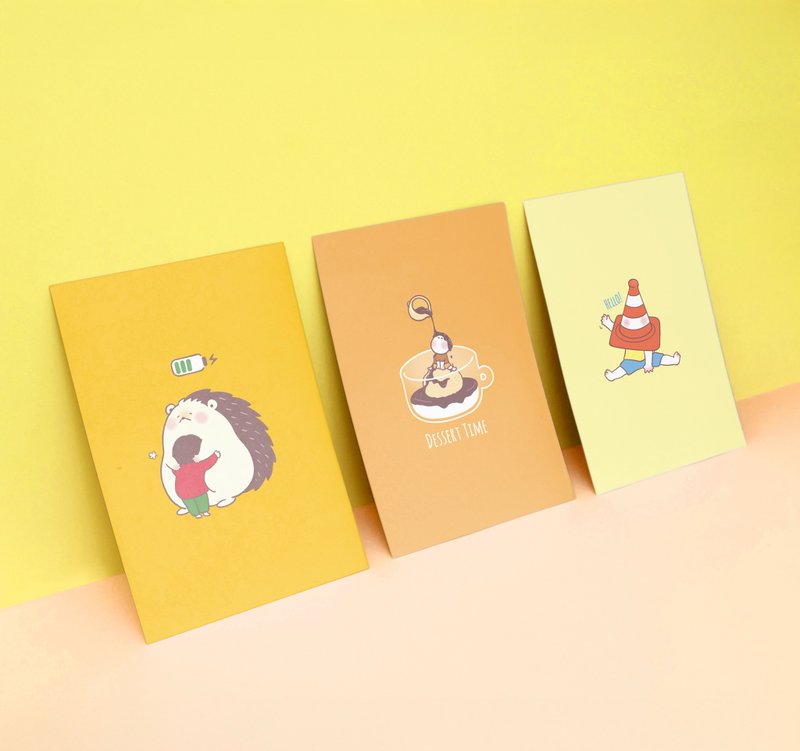 Kyraillust 插畫明信片組 Postcard - 暖黃系列 (3張入) - 卡片/明信片 - 紙 橘色