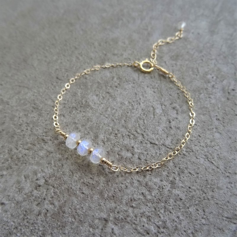Rainbow Moonstone Faceted Rondelles 14K GF Handmade Layering Bracelet - Bracelets - Semi-Precious Stones White