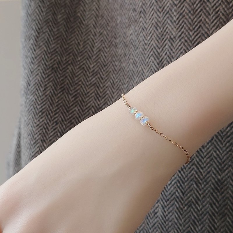 Rainbow Moonstone Faceted Rondelles 14Kgf Bracelet Layering - Bracelets - Semi-Precious Stones White
