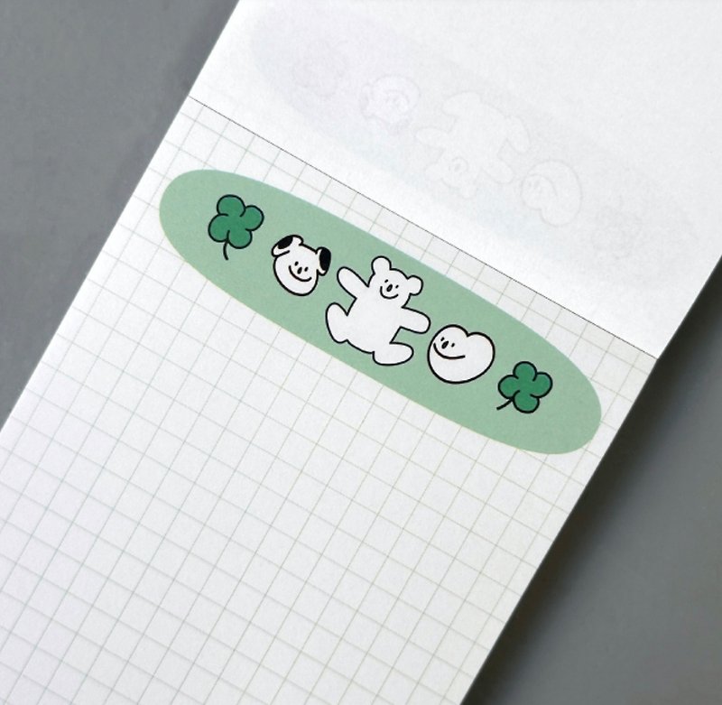 SASIM clover grid note paper/ memo paper/ pocket material - Sticky Notes & Notepads - Paper Green