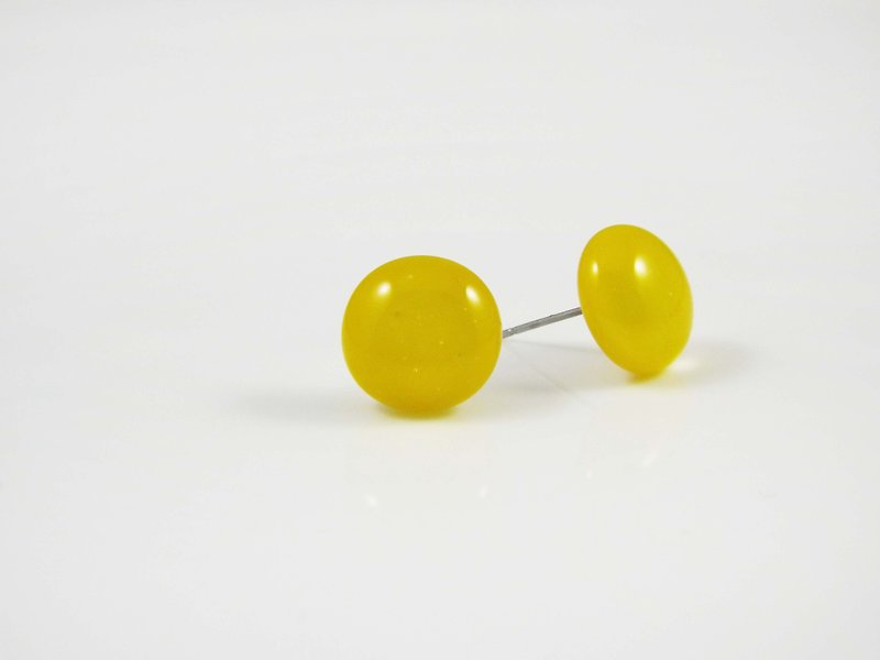 琉璃耳(圓)Pantone 123 - 耳環/耳夾 - 玻璃 黃色