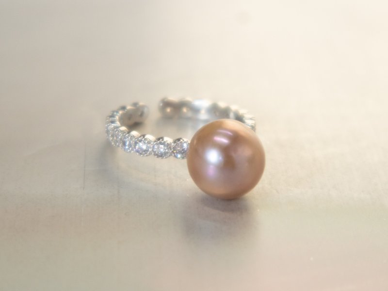 925 sterling silver 10-11mm natural freshwater pearl ring-natural warm purple-no limit on live circumference - General Rings - Pearl Purple