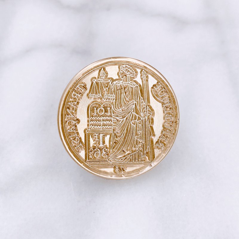 公正な裁判 3 cm蝋シール - 印鑑・スタンプ - 銅・真鍮 ゴールド