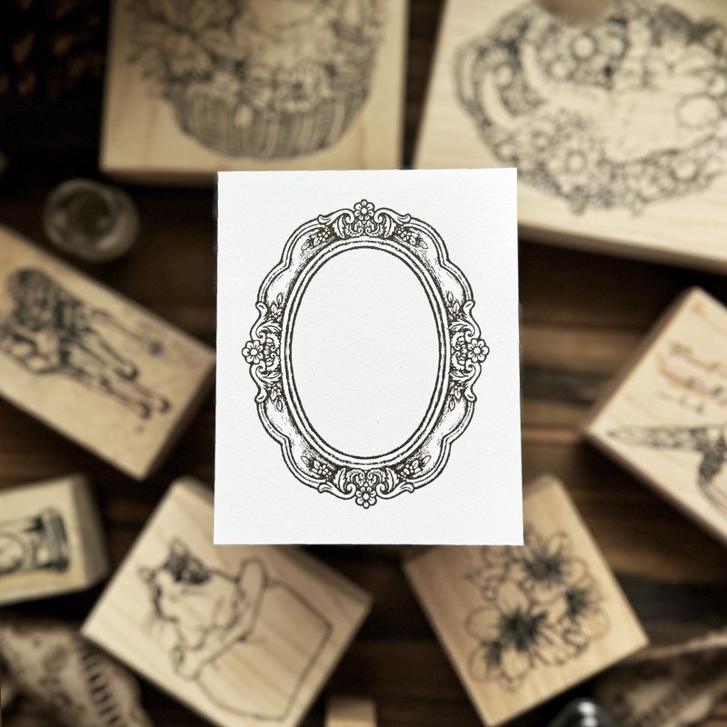 new / no.210 victorian frame stamp-Small round frame / Ships on December 20th - Stamps & Stamp Pads - Wood 