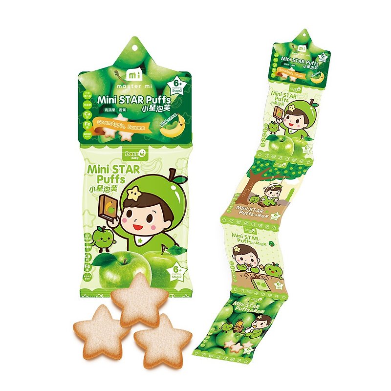 Master Mi │Mini Star Puffs (Green Apple & Banana) - ธัญพืชและข้าว - วัสดุอื่นๆ 