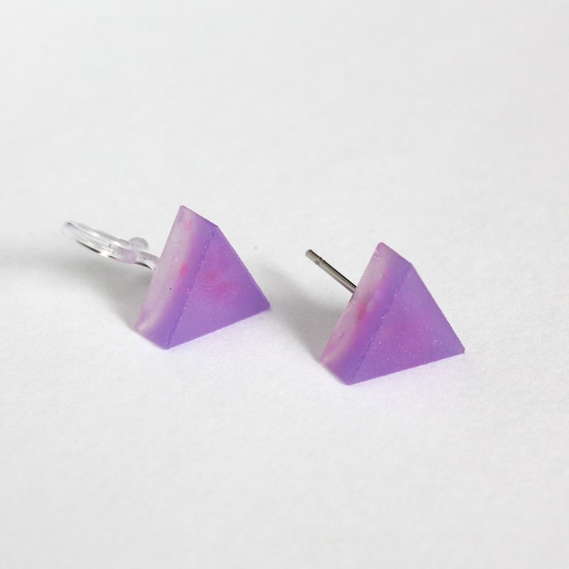 Triangle Resin Earring / Watercolor Mauve / Single stud - ต่างหู - เรซิน สีม่วง