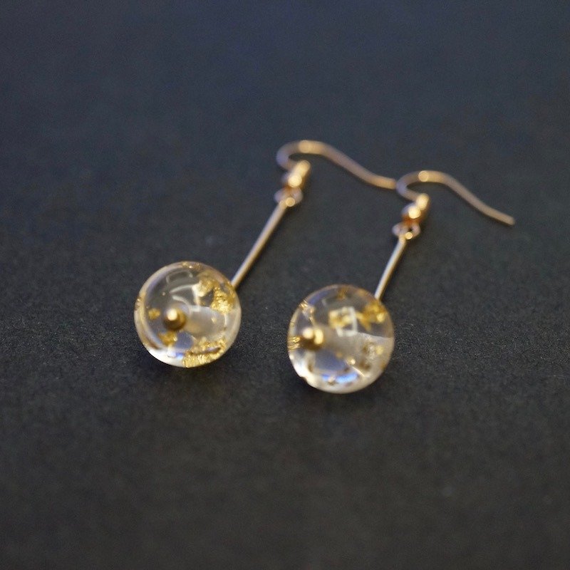 ITS-234 【Earring series · Gold plated brass ear hook】 Ice cube 2.0 - Earrings & Clip-ons - Acrylic Transparent