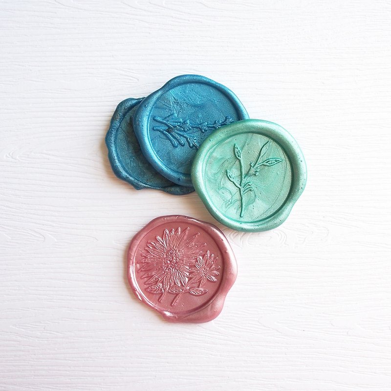 Mstandforc Wax Seal Stickers (3 pcs)｜Lavender | Leaf | Daisy - Stickers - Paper 
