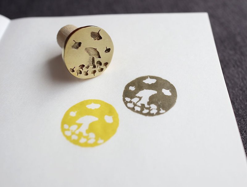 Ni.kou Brass Seal - Ginkgo Rain Little Girl - Stamps & Stamp Pads - Other Metals 