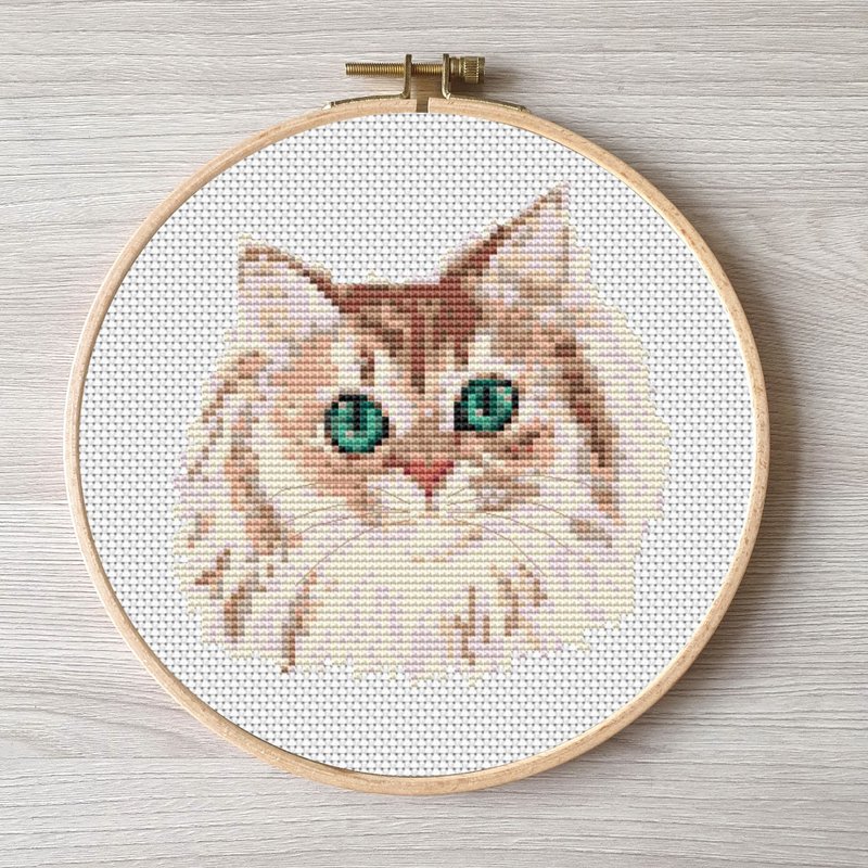 刺繡 貓 easy embroidery DIY, Cat cross stitch pattern pdf - 其他數位設計 - 其他材質 