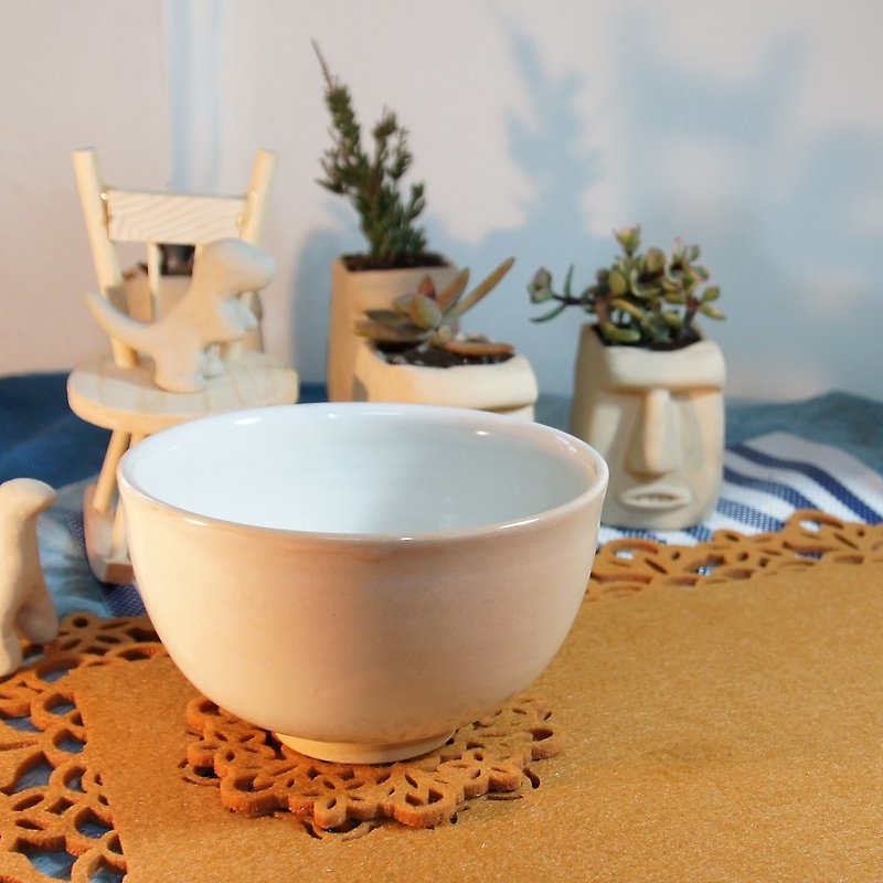 ダブルカラーグレーズ茶碗、炊飯 - 容量約350ml - 茶碗・ボウル - 陶器 ホワイト