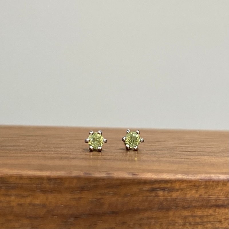 ITS-E129 Mini Gemstone· [] silver earrings silver earrings 925 mini olive Stone - ต่างหู - เครื่องประดับพลอย สีเขียว