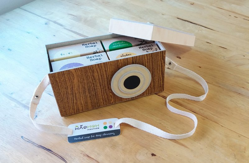 Gift Set Soap - Camera Box - Brown+Cream 2 - Soap - Paper 