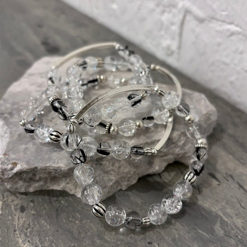 SS&CO冰裂白純銀水晶手鍊 - 手鍊/手環 - 水晶 白色