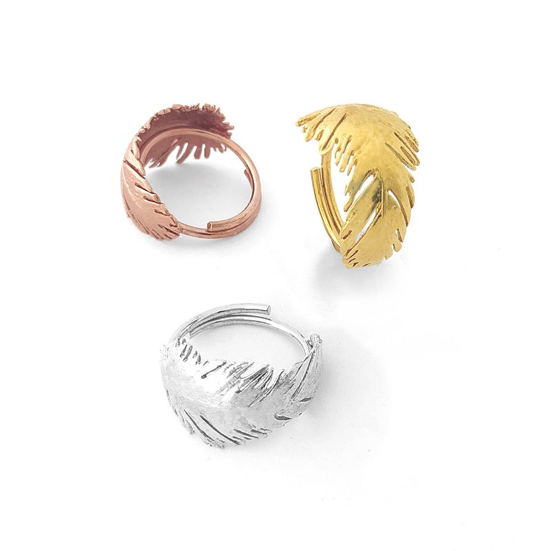 【雙11折扣】Feather Ring  Adjustable Ring - 戒指 - 其他金屬 