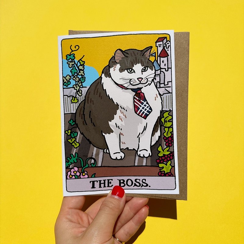 การ์ดอวยพรลายแมว The Boss Tarot Cat Cute Birthday Card Boss Coworker Colleague - การ์ด/โปสการ์ด - กระดาษ 