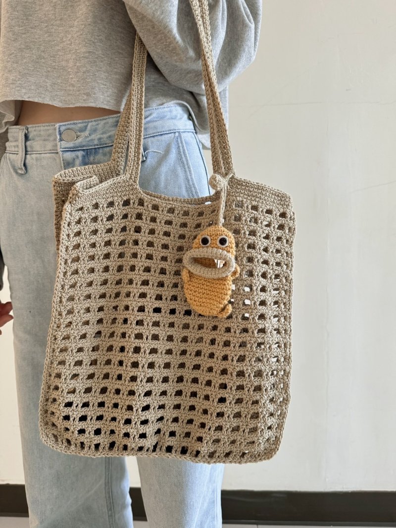 Plaid shoulder bag + weird cute key bag/woven bag - Messenger Bags & Sling Bags - Cotton & Hemp 