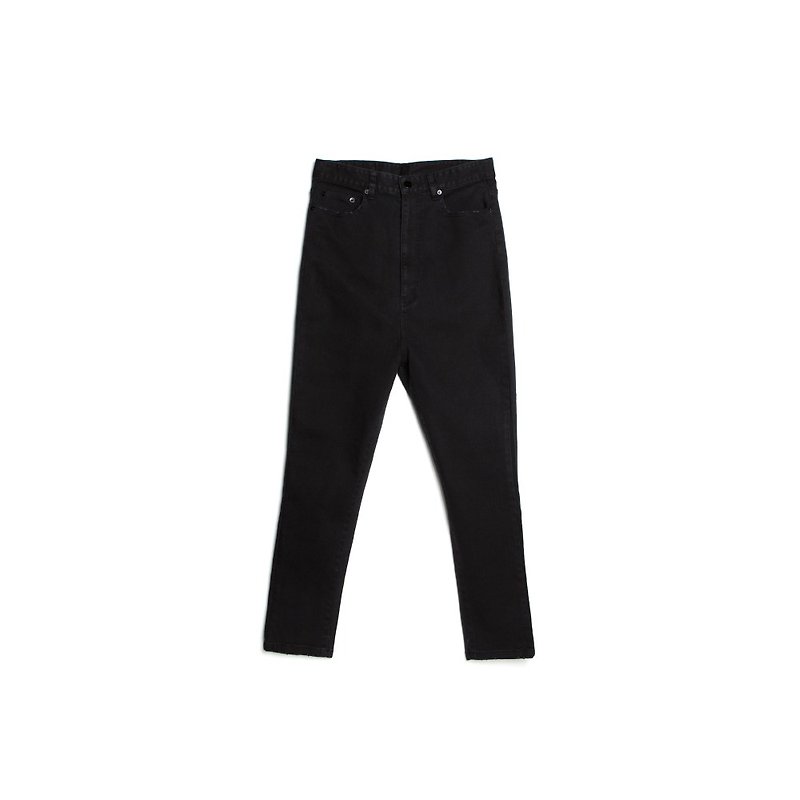 Sarouel Denim - กางเกงขายาว - ผ้าฝ้าย/ผ้าลินิน สีดำ