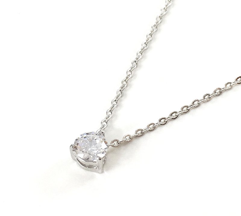 Birthstone Series/April/Diamond DIAMOND/Necklace/Birthday Gift - Necklaces - Semi-Precious Stones White