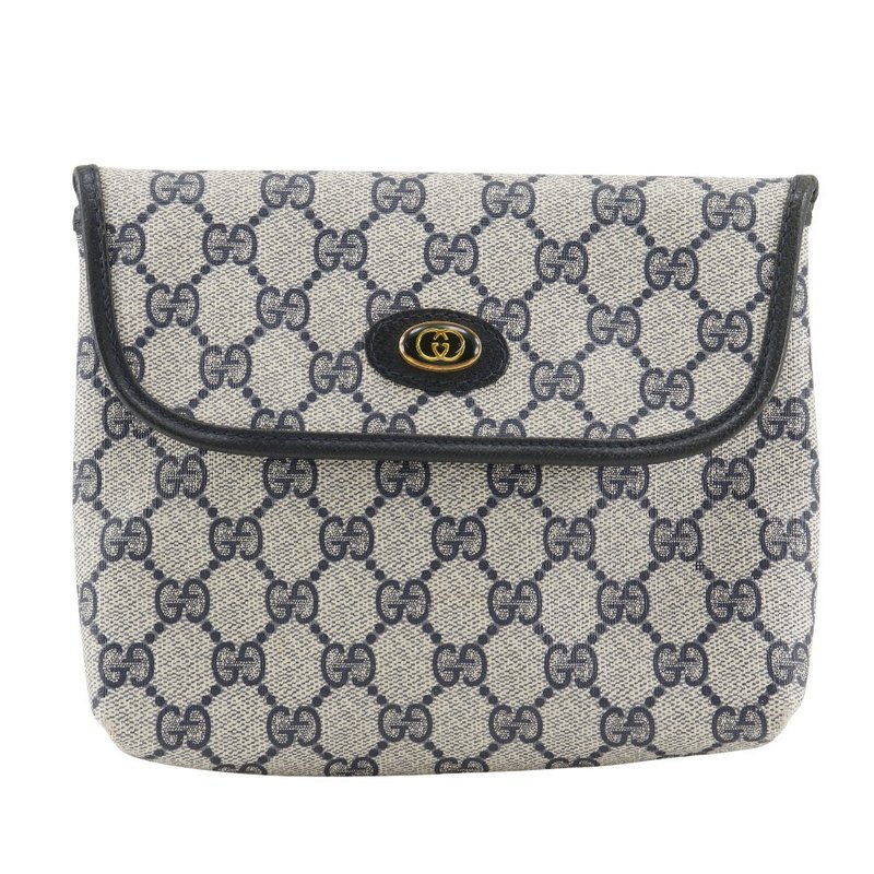 【日本直送】グッチ GUCCI アクセサリーコレクション ポーチ オールドグッチ インターロッキングG 68.039.4494 GGプラス グレー/紺【中古】 - 化妝包/收納袋 - 其他人造纖維 灰色