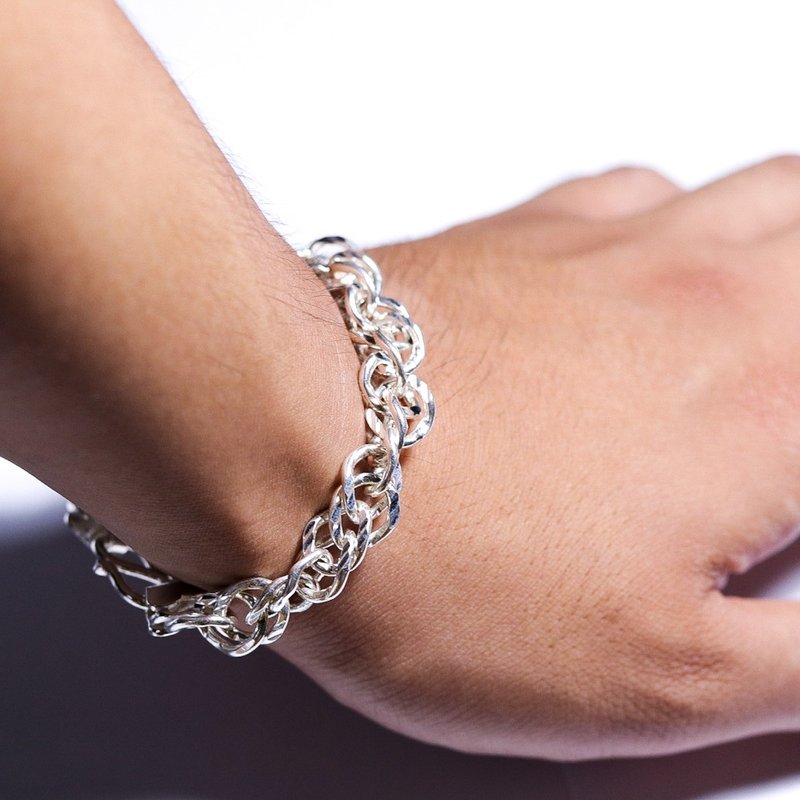 999 Sterling Silver Double Wear Simple Bracelet - Bracelets - Sterling Silver Silver