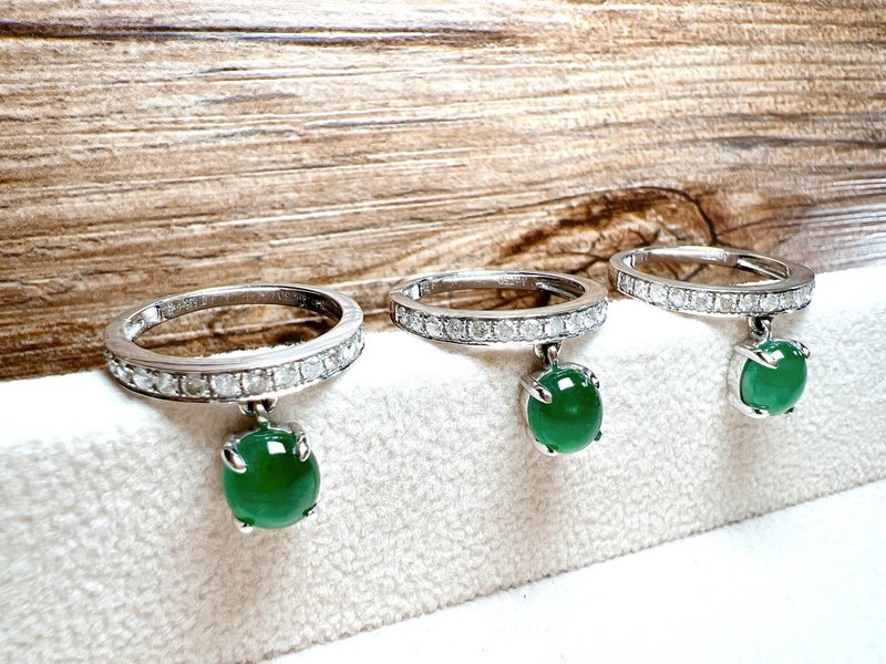 Natural Jade White Gold Ring 18k Gold - แหวนทั่วไป - เครื่องประดับ สีเงิน