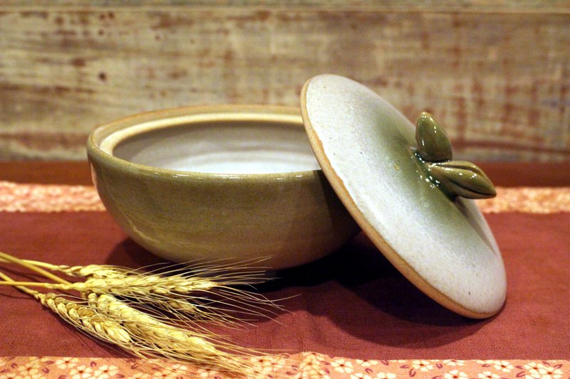 綠白釉 | 手工蓋碗 - 碗 - 陶 綠色
