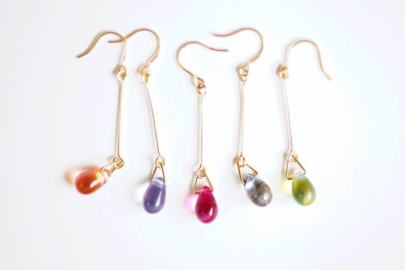 Color tears color tear earrings │ transparent black orange two-color store can change the clip gift - ต่างหู - กระจกลาย หลากหลายสี
