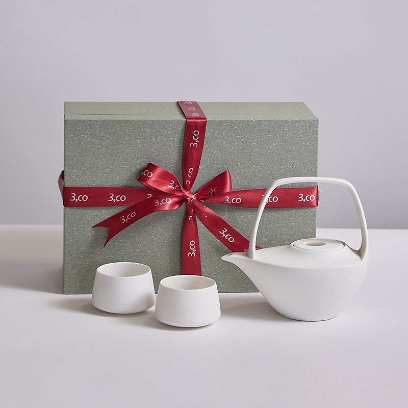 【3,co】Shuibo Beam Pot Gift Box Set (4 Pieces) - White - ถ้วย - เครื่องลายคราม ขาว