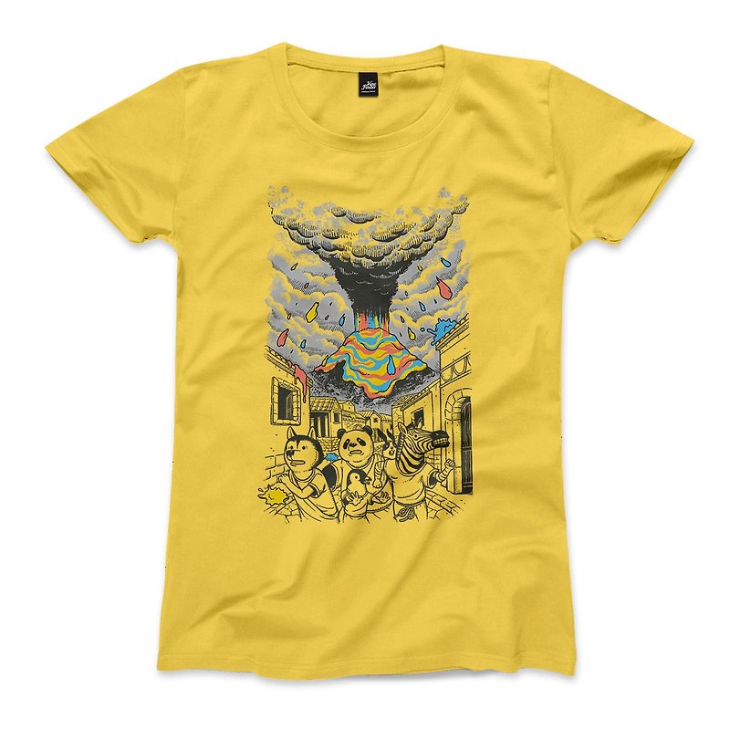 Escape color storm - yellow - women's t-shirt - เสื้อยืดผู้หญิง - ผ้าฝ้าย/ผ้าลินิน สีเหลือง