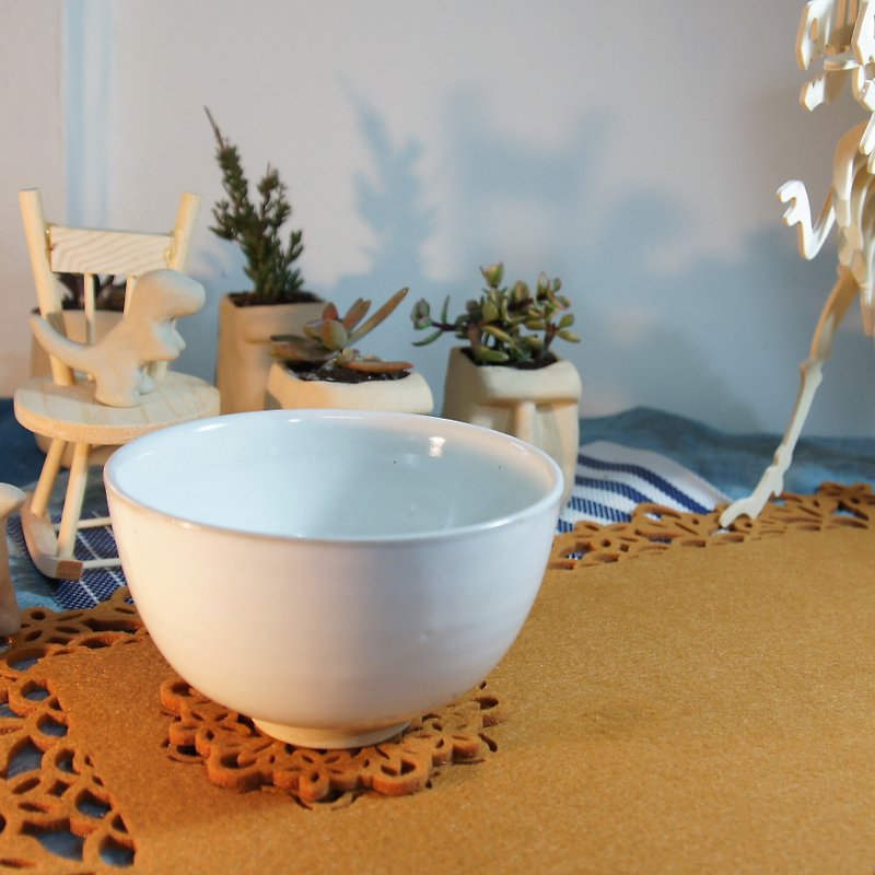 白釉茶碗,飯碗-容量約350ml - 碗 - 陶 白色