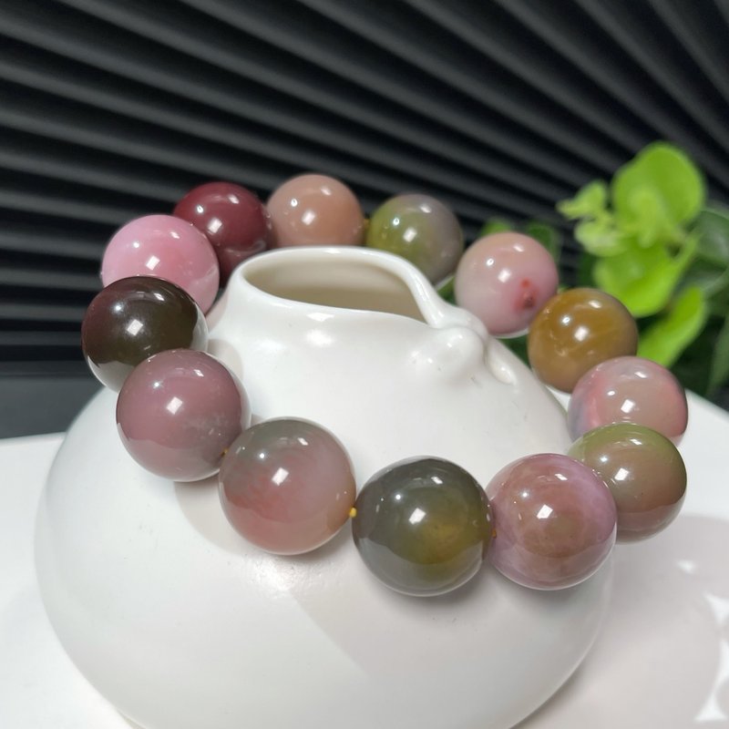畢業級大顆粒老料濃郁色鹽源瑪瑙手釧手錬 潤如瓊脂 國色凝香 - 手鍊/手環 - 半寶石 